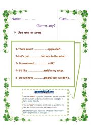 English Worksheet: some and any