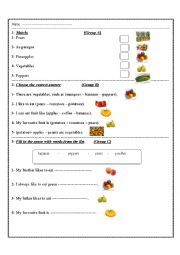 English Worksheet: food
