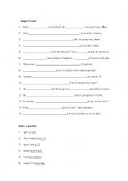 English Worksheet:  Present Simple