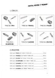 English Worksheet: INITIAL REVIEW FOR 1ST OF PRIMARY EDUCATION