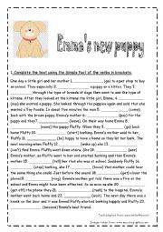 English Worksheet: Simple Past Practice  Emmas new puppy with KEY