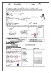 English Worksheet: REMEDIAL WORK (ordinary test 3 /  7th formers )