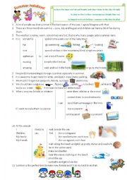 English Worksheet: Summer Holidays