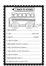 English Worksheet: back to school