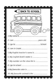 English Worksheet: back to school