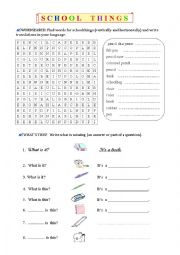 English Worksheet: Schoolthings