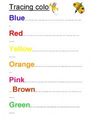 English Worksheet: Tracing colours