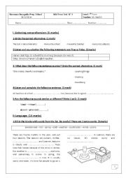 English Worksheet: Mid-term Test N 3 7th Form (Version 2)