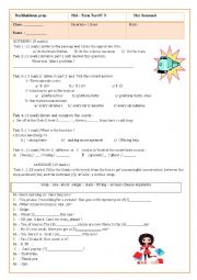 English Worksheet: 8th form mid -term test for Tunisian pupils