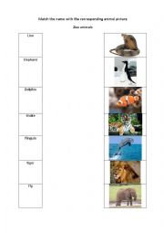 English Worksheet: Some zoo animals