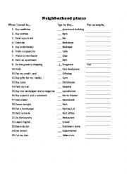 English Worksheet: Neighborhood places