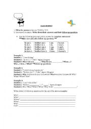 English Worksheet: Class Survey Follow up questions 
