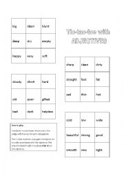 English Worksheet: Tic tac toc Adjectives game