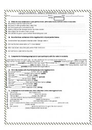 PAST PERFECT TENSE TEST