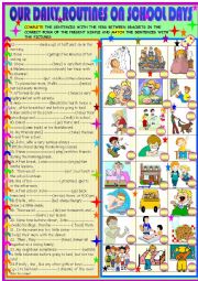 English Worksheet: Daily routines on School days 