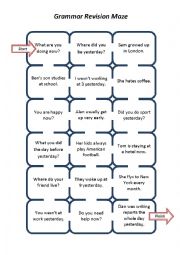 Grammar Revision Maze (Present Simple - Present Continuous - Past Simple - Past Continuous)