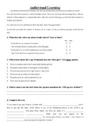 English Worksheet: Destination South Africa (audiovisual learning)