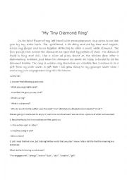 English Worksheet: My tiny diamond ring