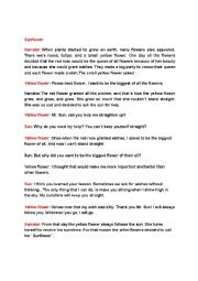 English Worksheet: Sunflower story to act out