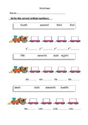 English Worksheet: The ordinal numbers