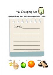 English Worksheet: My shopping list