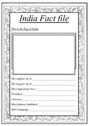 English Worksheet: India Fact File