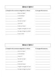 English Worksheet: Whose or whos