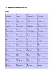 ADJECTIVES PLUS PREPOSITIONS BOARD GAME