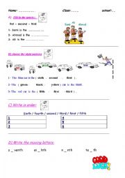 English Worksheet: The ordinal numbers test