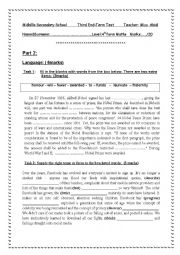 English Worksheet: Third End-Term Test ( mock bac) for fourth year Tunisian students ( Maths)( Part 2)      