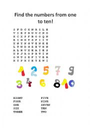 Find the numbers from one to ten
