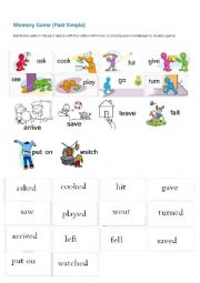 English Worksheet: Memory Game (Past Simple)