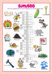 English Worksheet: Similes Crossword Puzzle