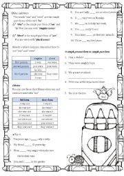 English Worksheet: Was and Were