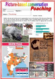 English Worksheet: Picture based conversation.  POACHING. (Debating) 17/