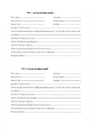 English Worksheet: Let me introduce myself