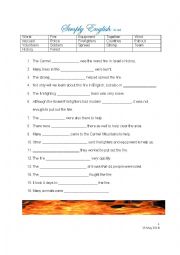 English Worksheet: The Carmel Mountain Fire