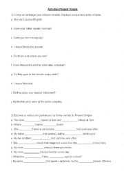 English Worksheet: Activities Present Simple