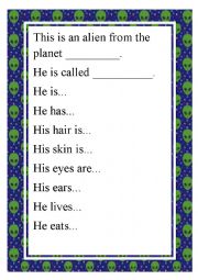 English Worksheet: Alien writing frame