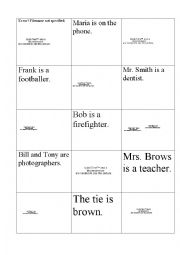 English Worksheet: Be Memory Game Page 1