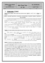 English Worksheet: mid term test 3