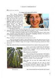 English Worksheet: Test (B1)- A young environmental activist