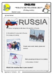 English Worksheet: WHATS THE WEATHER LIKE? (Writing Activity)