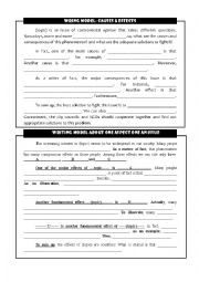 English Worksheet: WRITING SAMPLES : cause, effects and solutions/ argumentative essay etc 