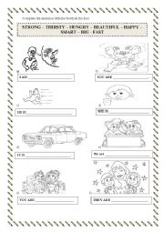 English Worksheet: Adjectives and verb to be