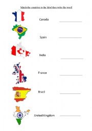 English Worksheet: Countries matching 