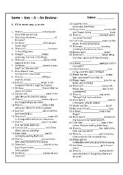 English Worksheet: Some / Any / A / An REVIEW