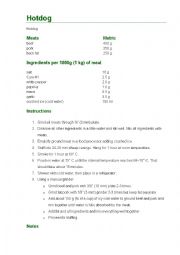 English Worksheet: Hot dog recipe