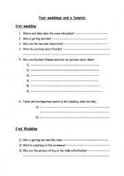 English Worksheet: Four weddings and funeral
