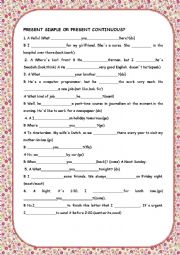 English Worksheet: Present simple or present continuous